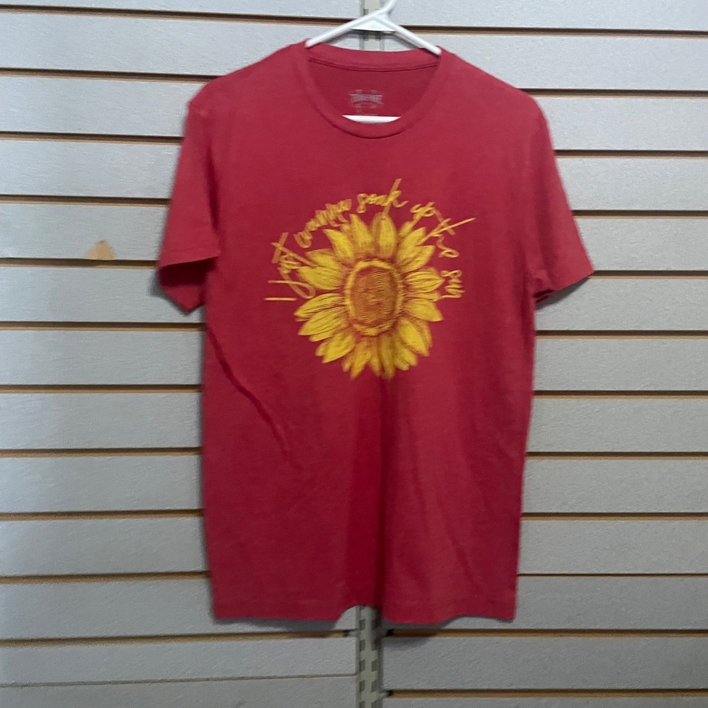 Texas True Threads Womens Sunflower Graphic T Shirt Red Cotton Blend Size Medium